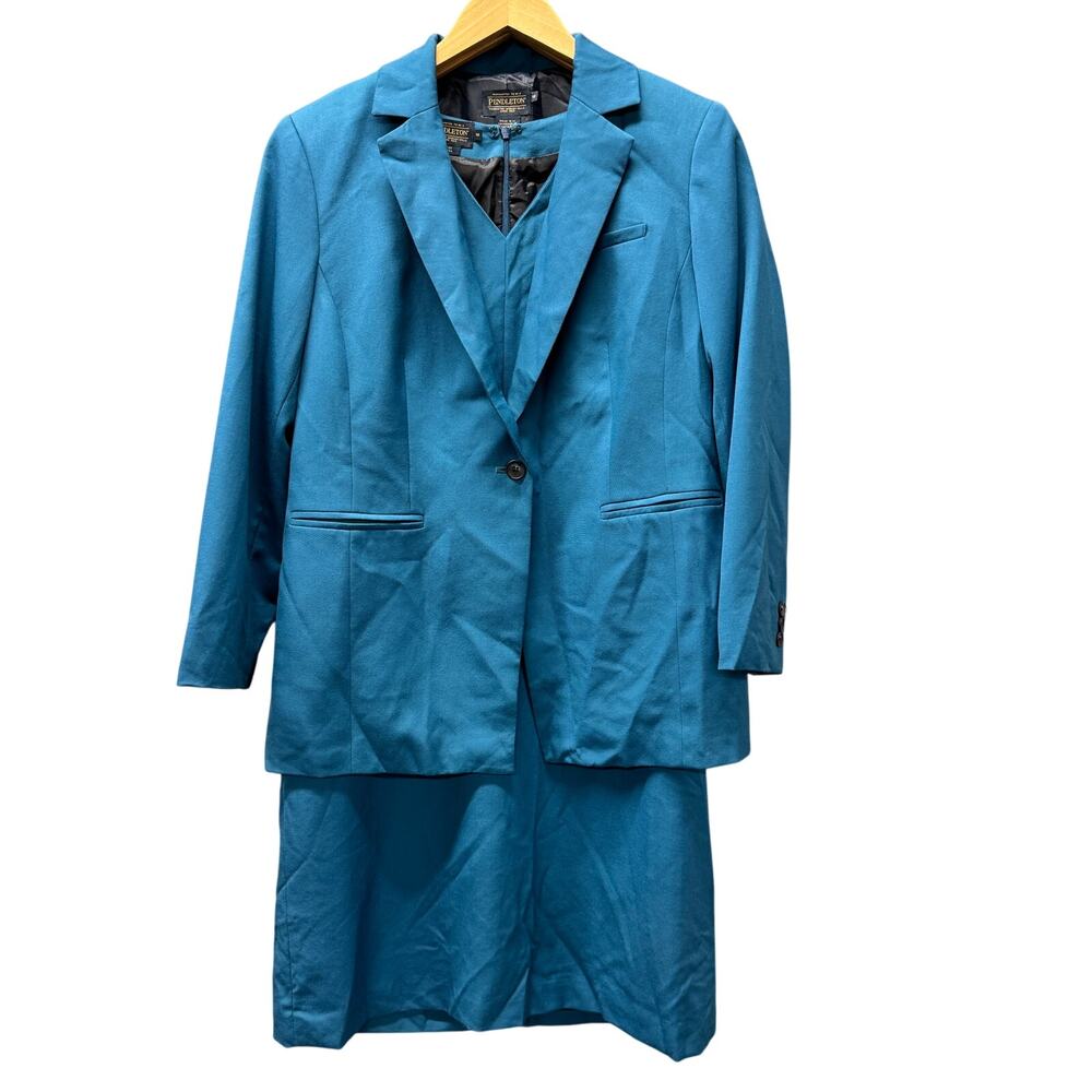 Pendleton Wool Set Womens Blazer 12 Dress 10 Blue Lined Classic‎ Vintage